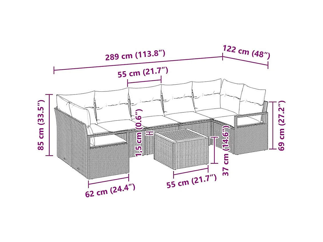 Ensemble de canapé de jardin 8 pcs beige et gris clair