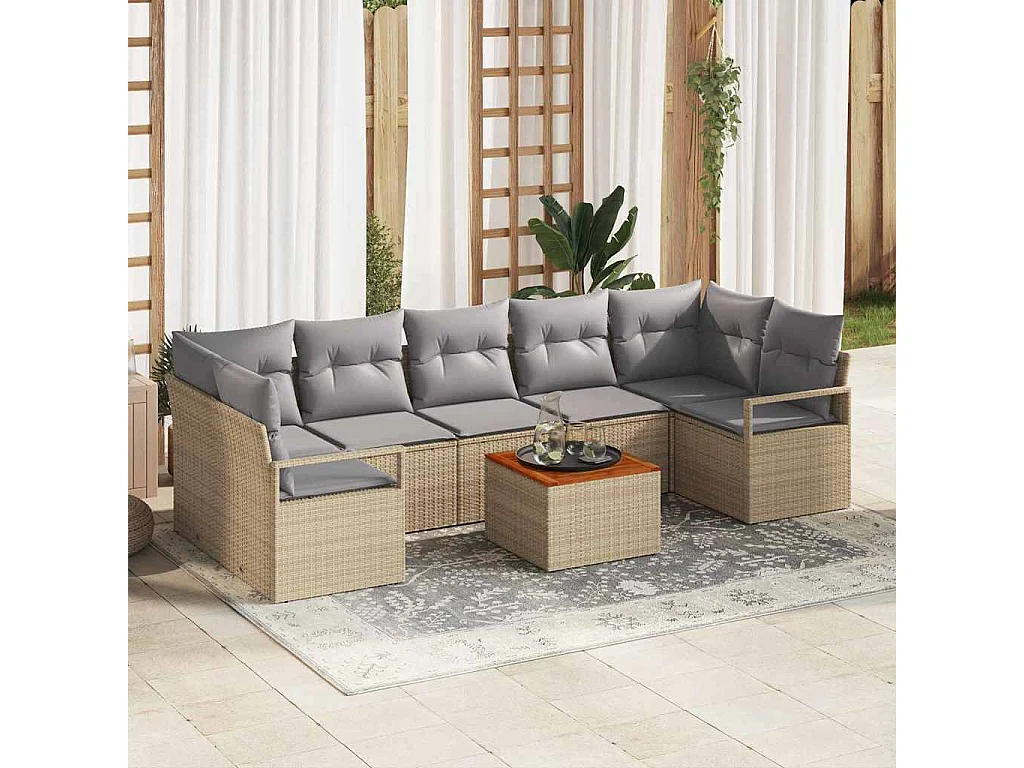 Garten-Sofa-Set 8 pcs Beige und Hellgrau