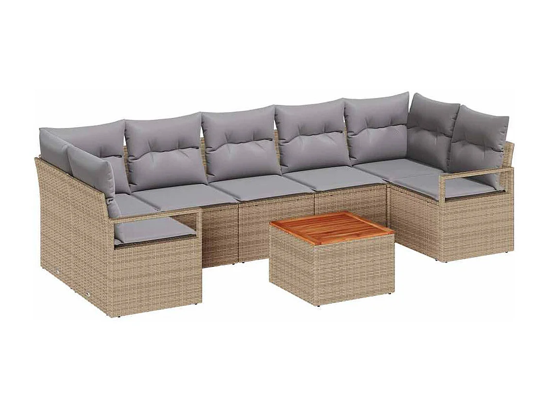 Garten-Sofa-Set 8 pcs Beige und Hellgrau