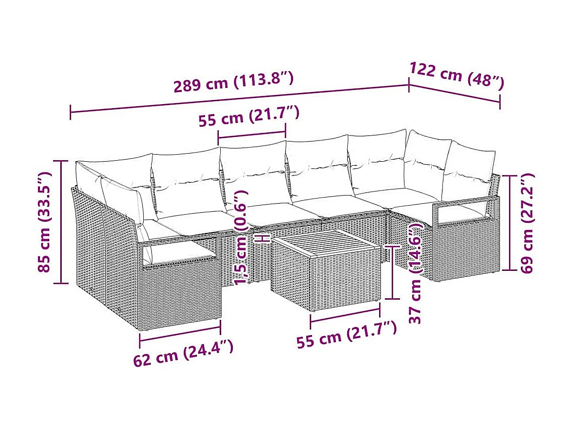 Garten-Sofa-Set 8 pcs Beige und Hellgrau