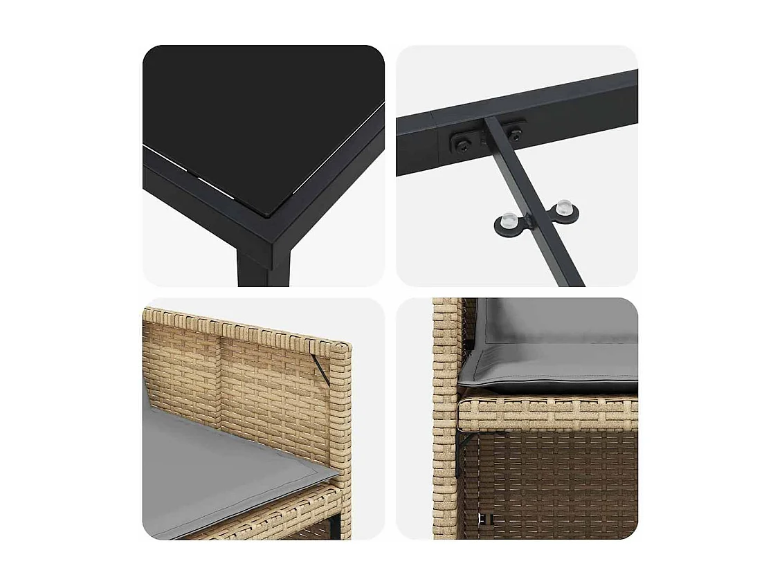 Ensemble de salle à manger pour jardin 5 pcs Beige polyrotin