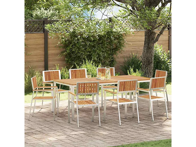 Set da Pranzo per Giardino 9 pcs legno massello di acacia