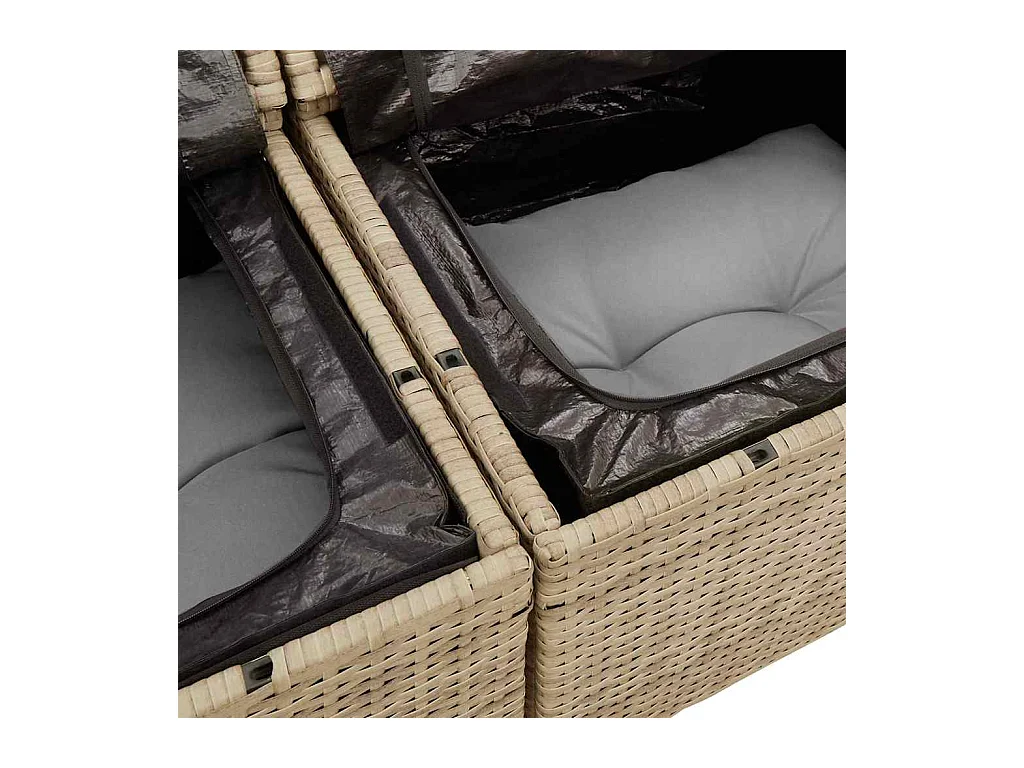 Garten-Sofa-Set mit Kissen 7 pcs Beige und Grau 55 x 55 x 37 cm
