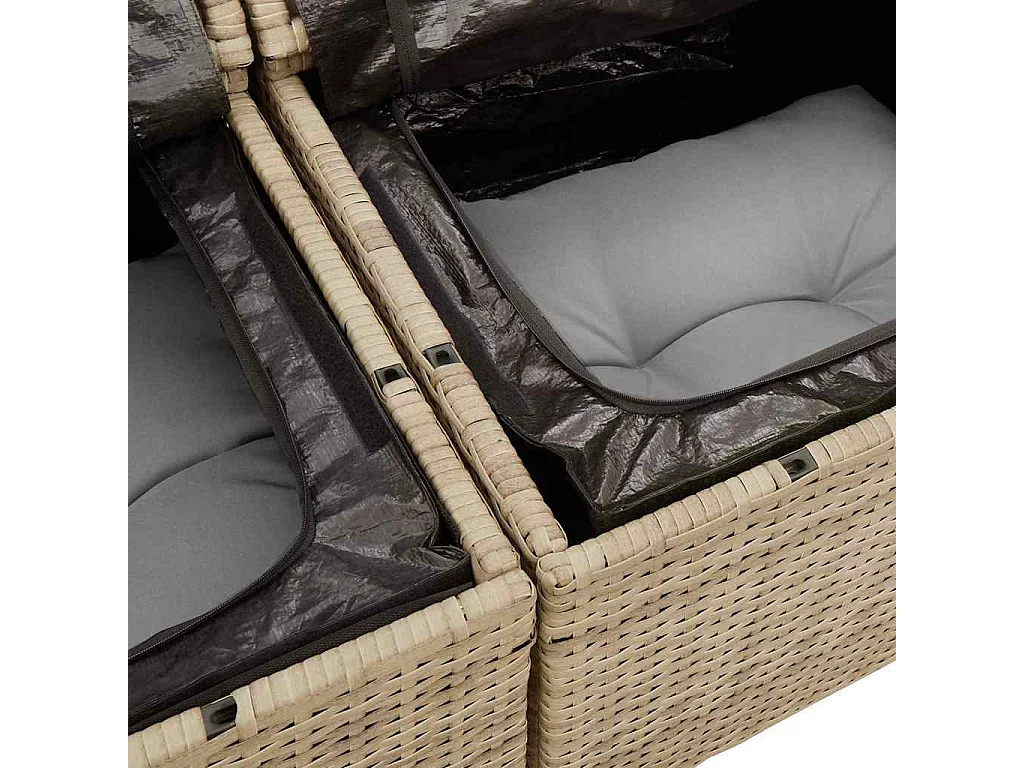 Conjunto de Sofás com almofada 7 pcs Bege e Cinza vime PE