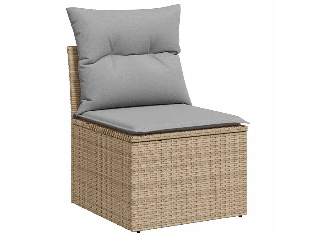Bankstel met kussen met opslag 7 pcs Beige en Grijs poly rattan