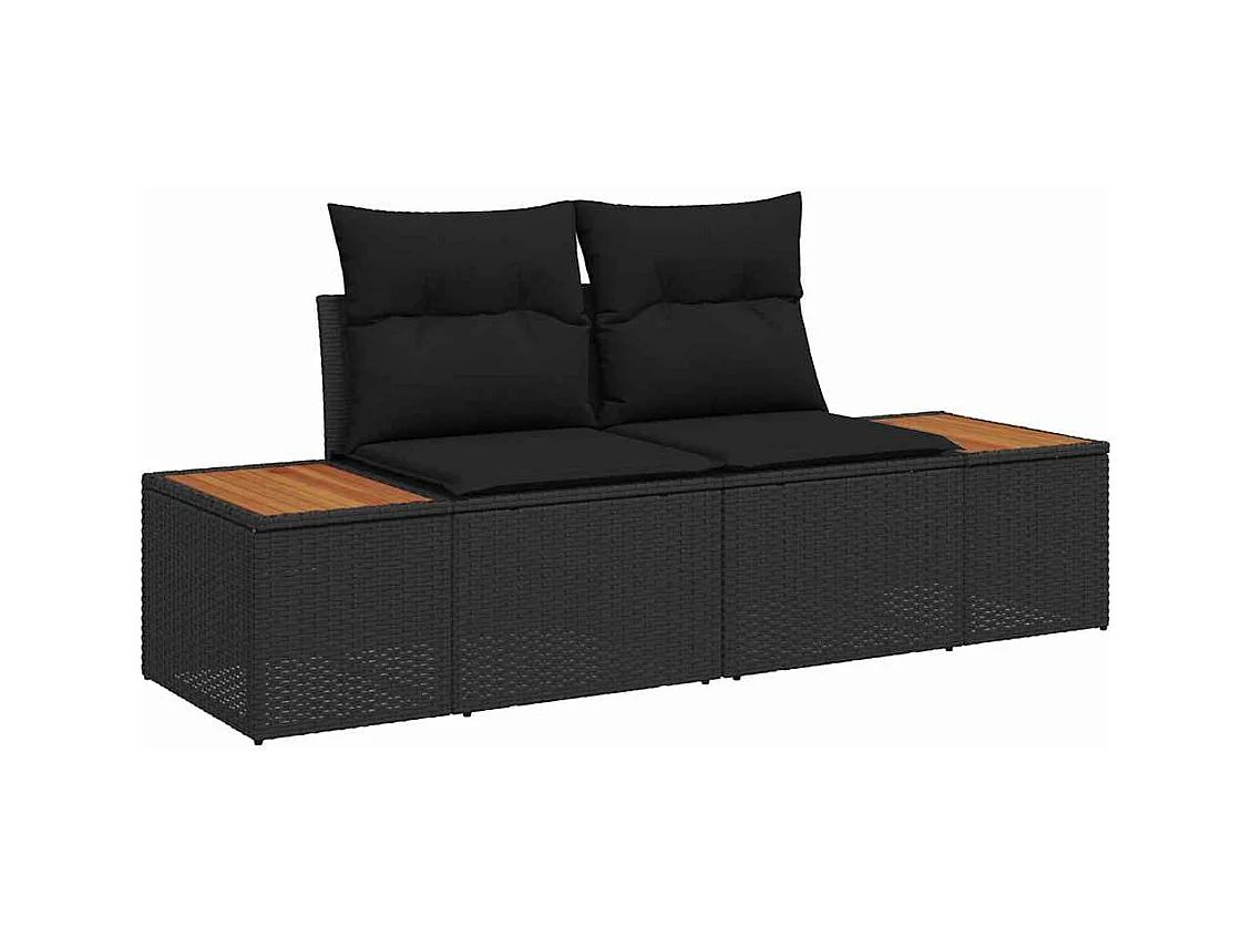 Ensemble de canapé de jardin avec coussin 6 pcs Noir Poly rotin