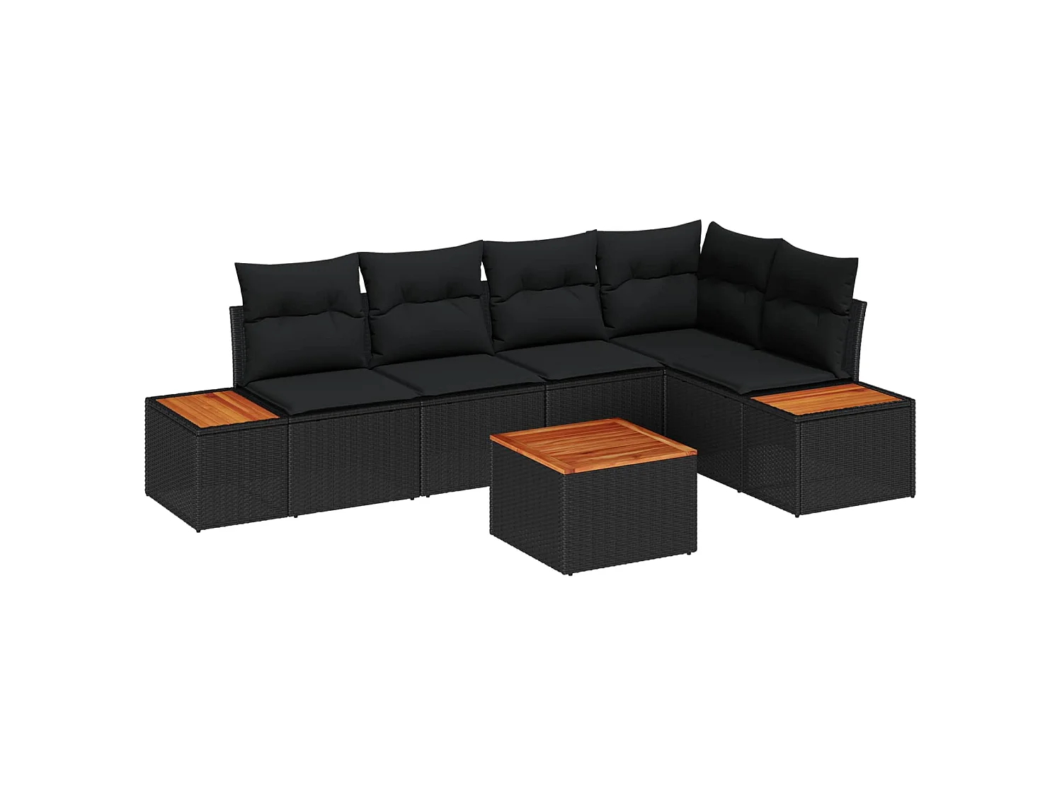 Ensemble de canapé de jardin 6 pc Noir Poly rotin