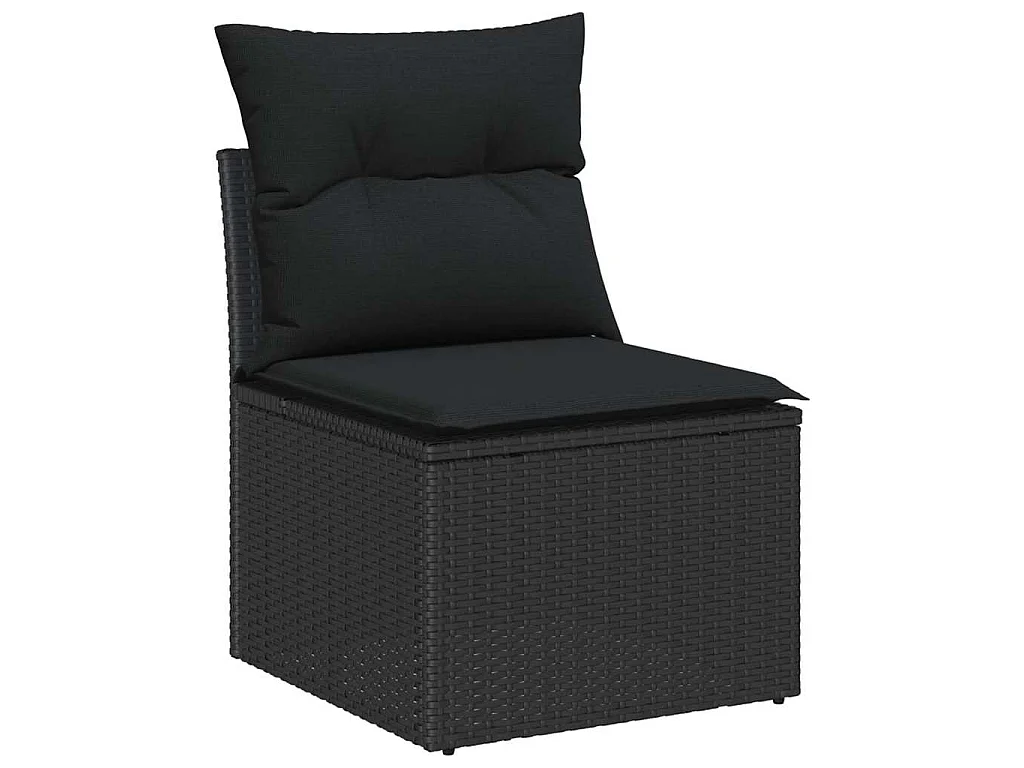 Ensemble de canapé de jardin 6 pc Noir Poly rotin