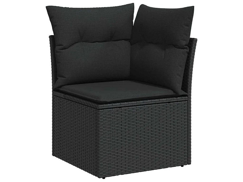 Ensemble de canapé de jardin 6 pc Noir Poly rotin