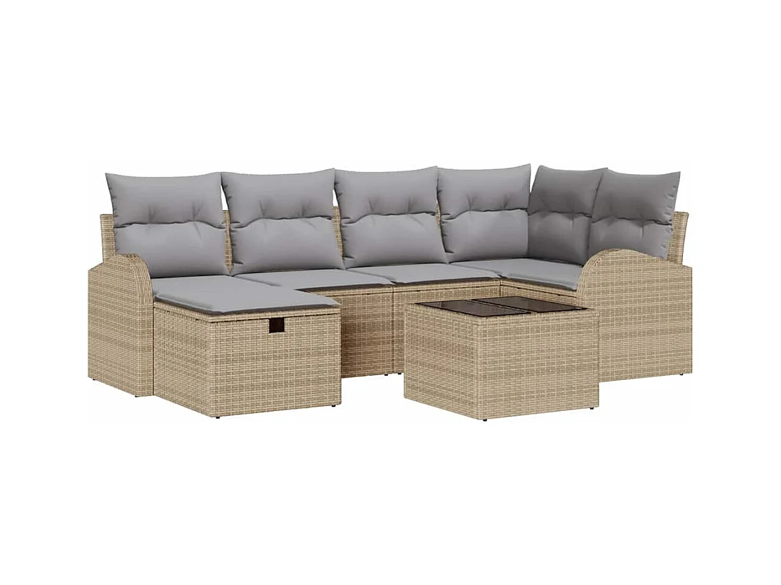 Ensemble de canapé de jardin 7 pcs beige et gris clair