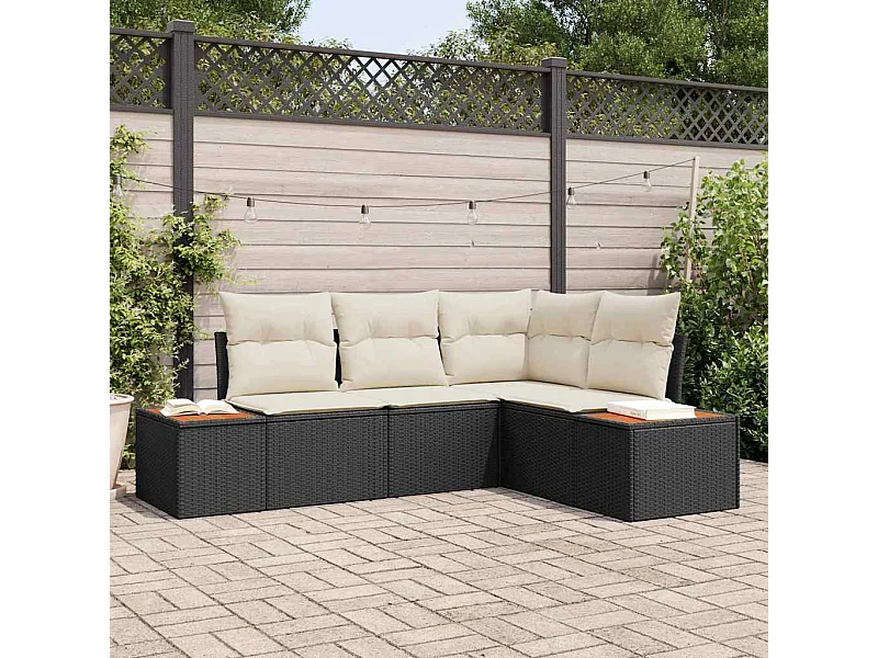 Garten-Sofa-Set 4 pcs Schwarz und Creme 209 x 154 x 85 cm