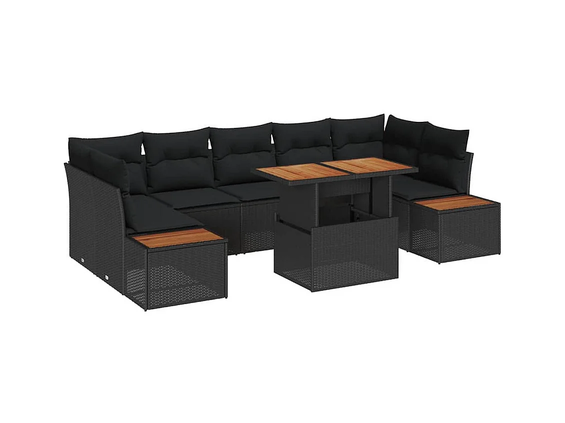Ensemble de salle à manger pour jardin 8 pcs Noir et Marron
