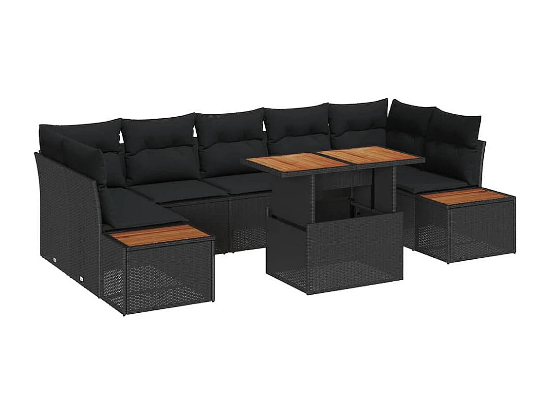 Ensemble de salle à manger pour jardin 8 pcs Noir et Marron