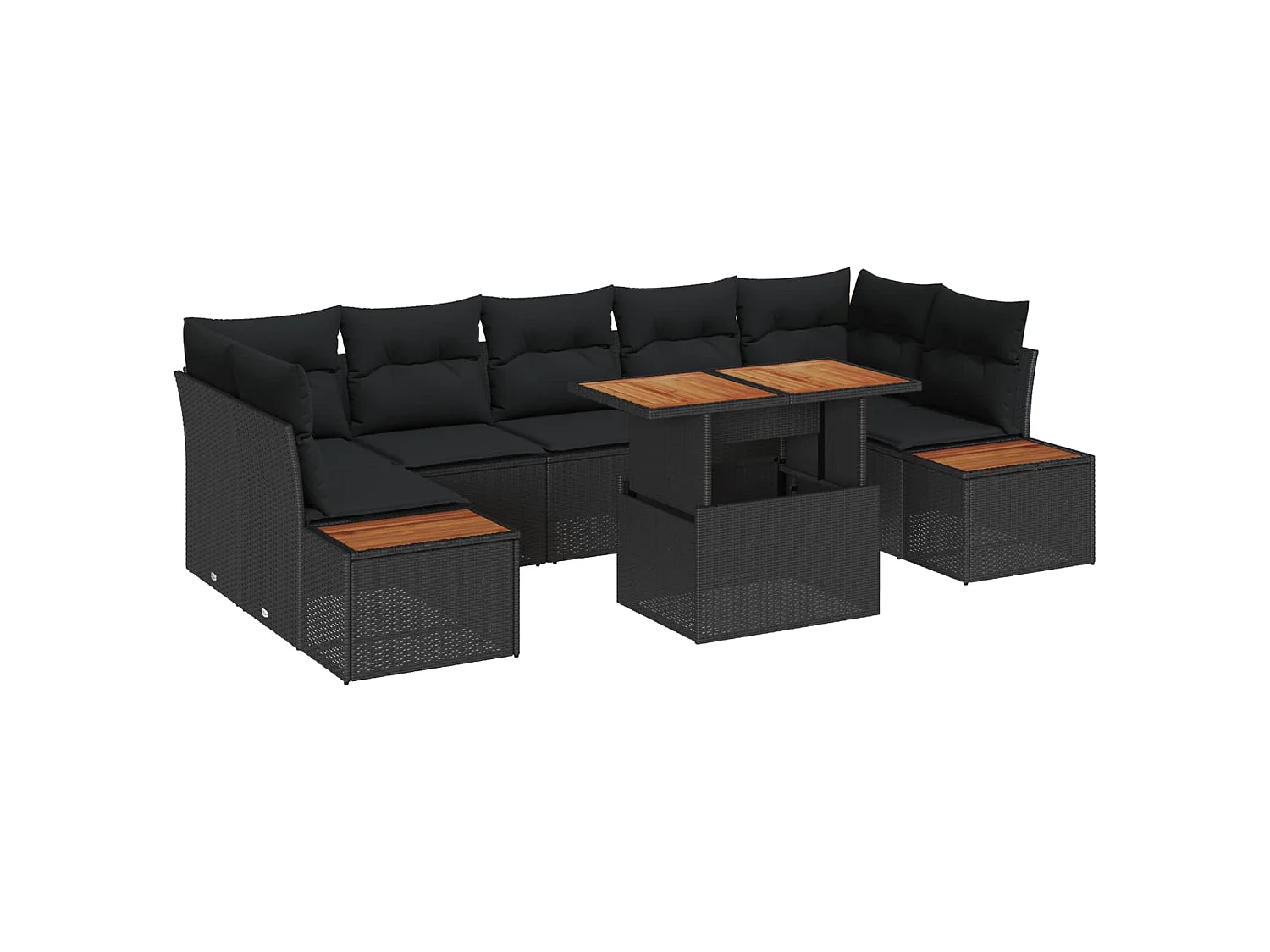 Tuinbankenset 8 st Zwart en Bruin