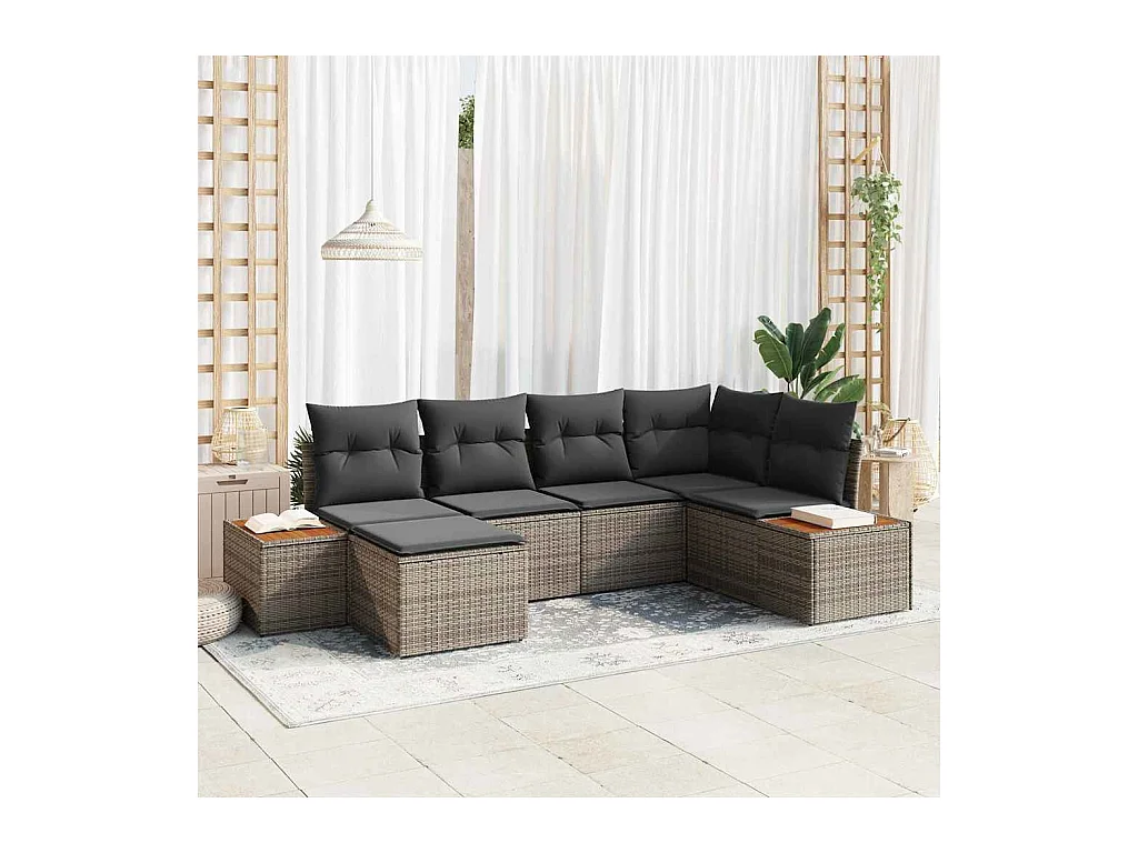 Ensemble de canapé de jardin 6 pcs Gris 264 x 154 x 85 cm