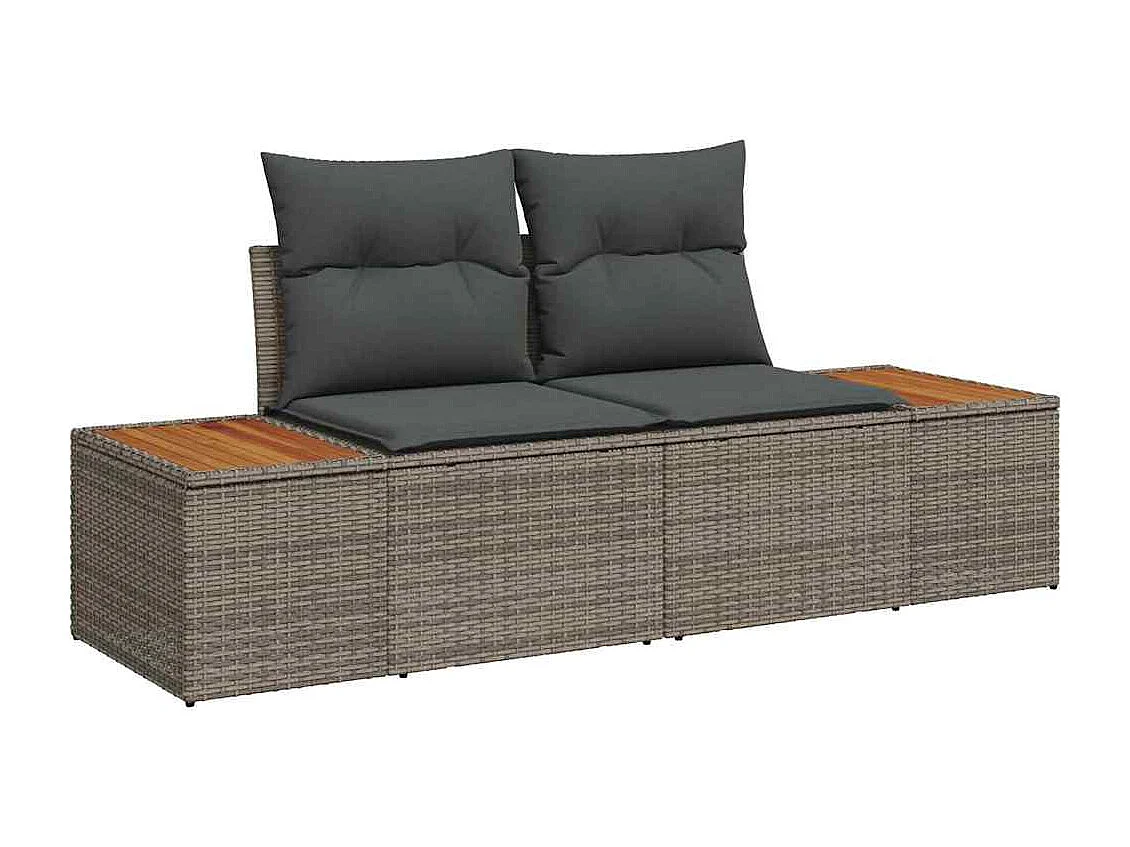 Conjunto de sofá de jardín 6 pcs Gris Rattan de Poliéster