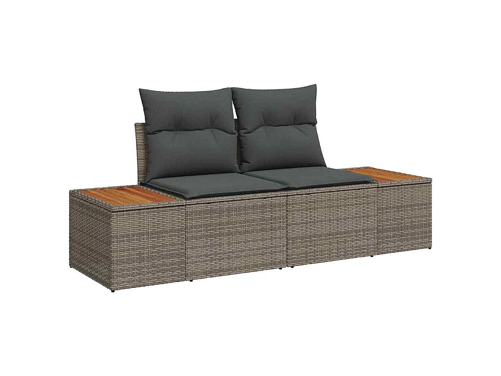 Gartensofa-set mit Kissen mit Speicher 7 pcs Grau Polyrattan