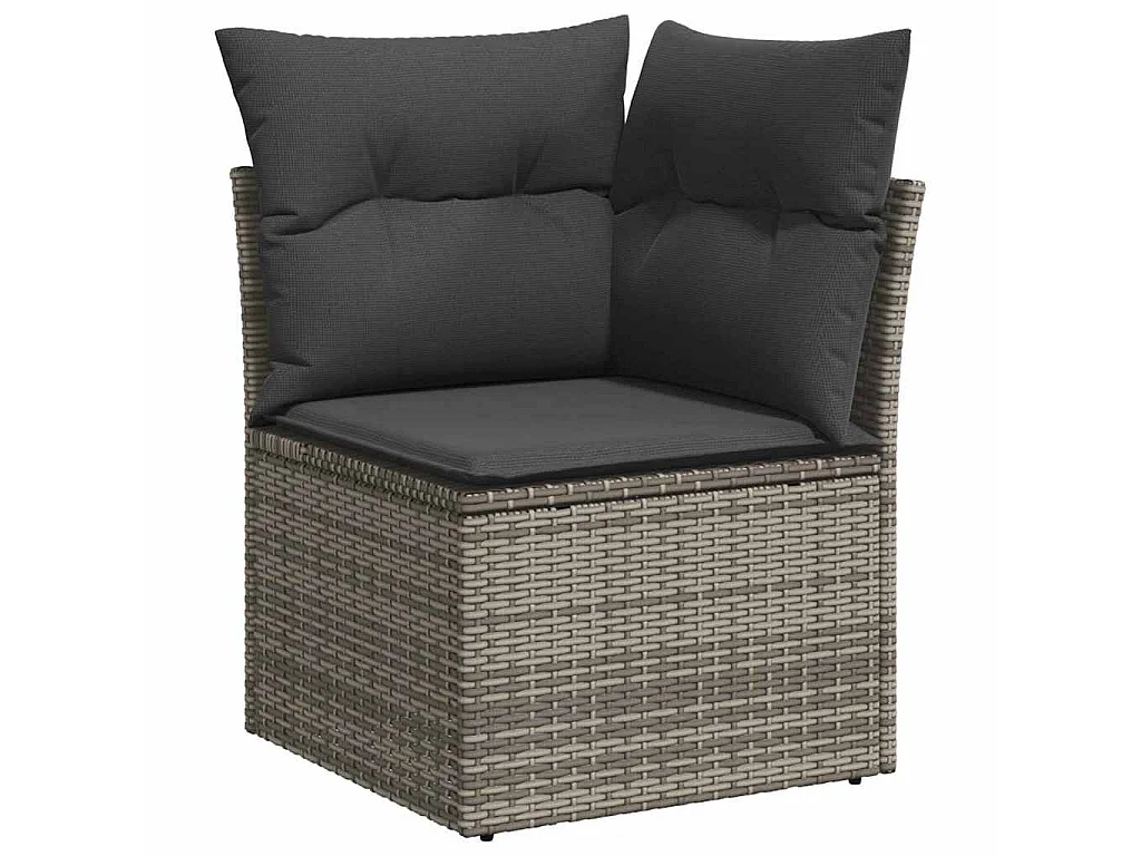 Gartensofa-set mit Kissen mit Speicher 7 pcs Grau Polyrattan