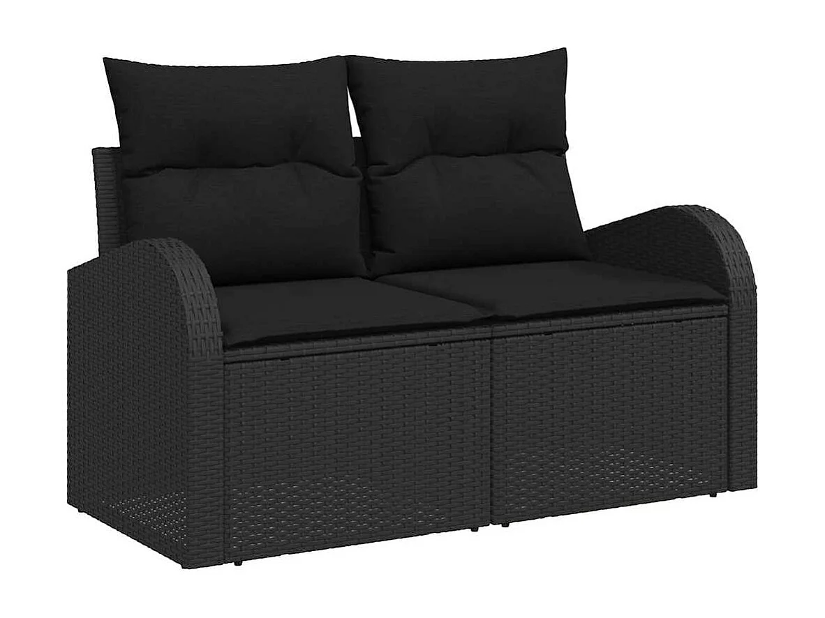 Ensemble de canapé de jardin 12 pcs Noir Poly rotin