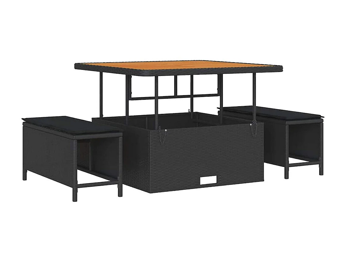 Ensemble de canapé de jardin 12 pcs Noir Poly rotin