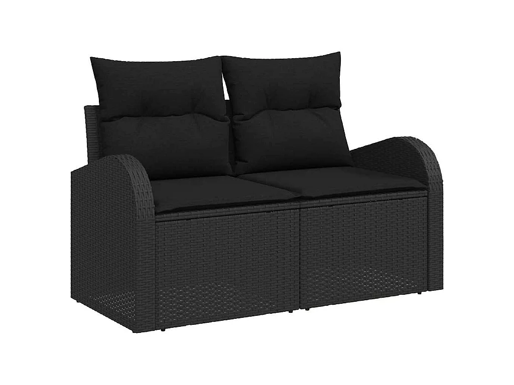 Tuinbankenset met kussen 12 pcs Zwart poly rattan