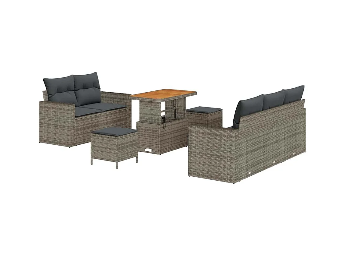 Ensemble de canapé de jardin avec coussin 8 pcs Gris polyrotin