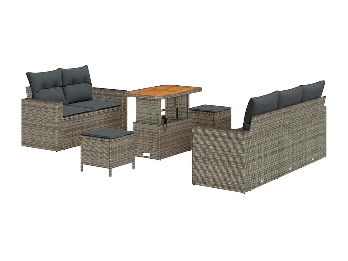 Ensemble de canapé de jardin avec coussin 8 pcs Gris polyrotin