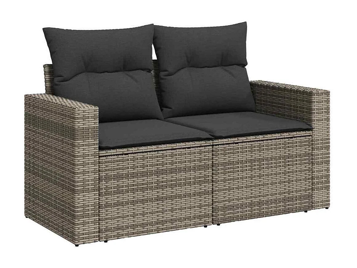Ensemble de canapé de jardin avec coussin 8 pcs Gris polyrotin