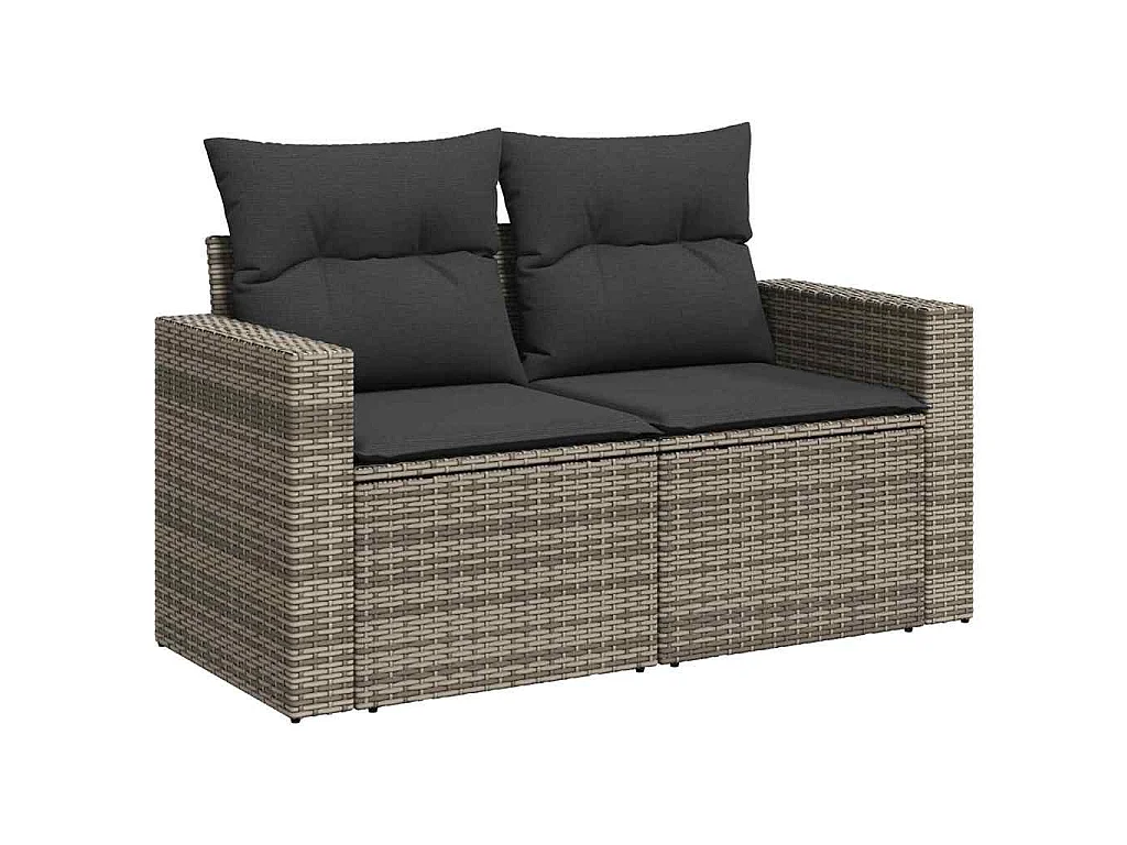 Tuin Sofa Set met kussen 8 pcs Grijs poly rattan
