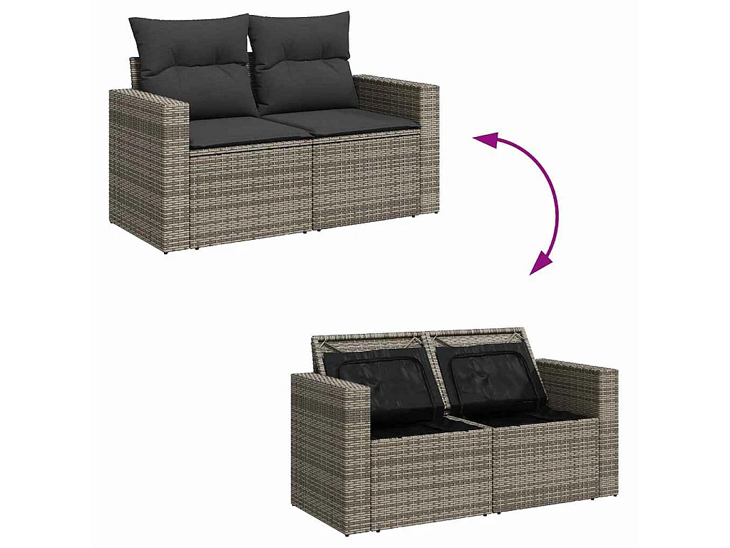 Tuin Sofa Set met kussen 8 pcs Grijs poly rattan