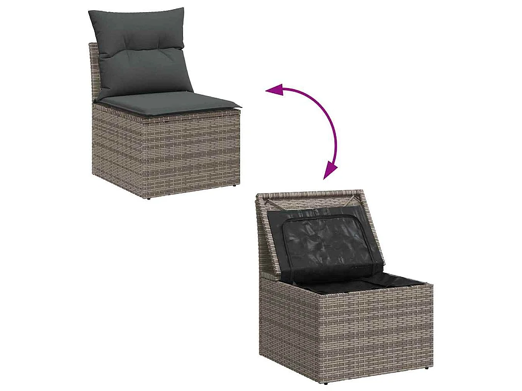Tuin Sofa Set met kussen 8 pcs Grijs poly rattan