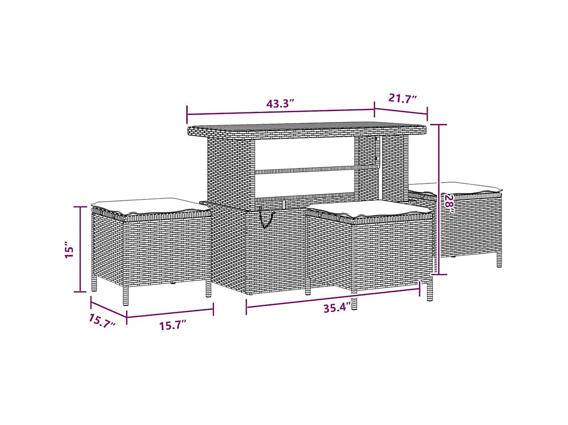 Garten-Sofa-Set mit Kissen 13 pcs Schwarz Poly Rattan