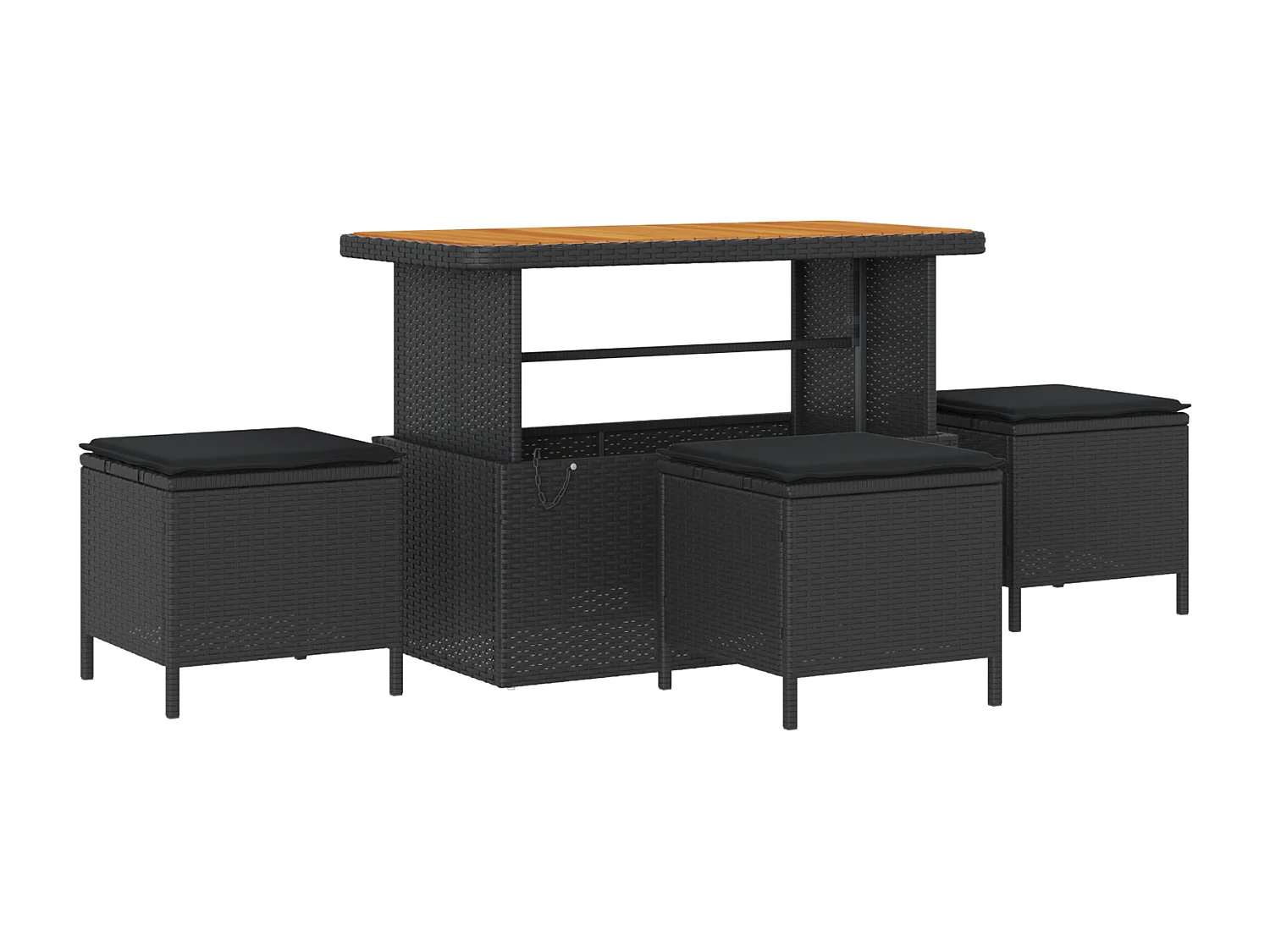 Tuin Sofa Set met kussen met opslag Zwart Poly riet