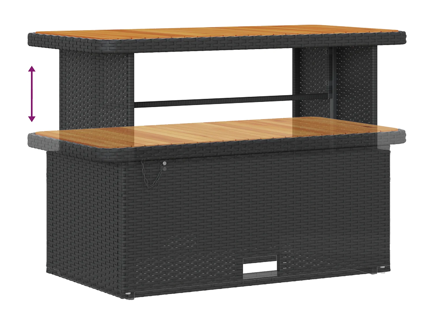 Tuin Sofa Set met kussen met opslag Zwart Poly riet