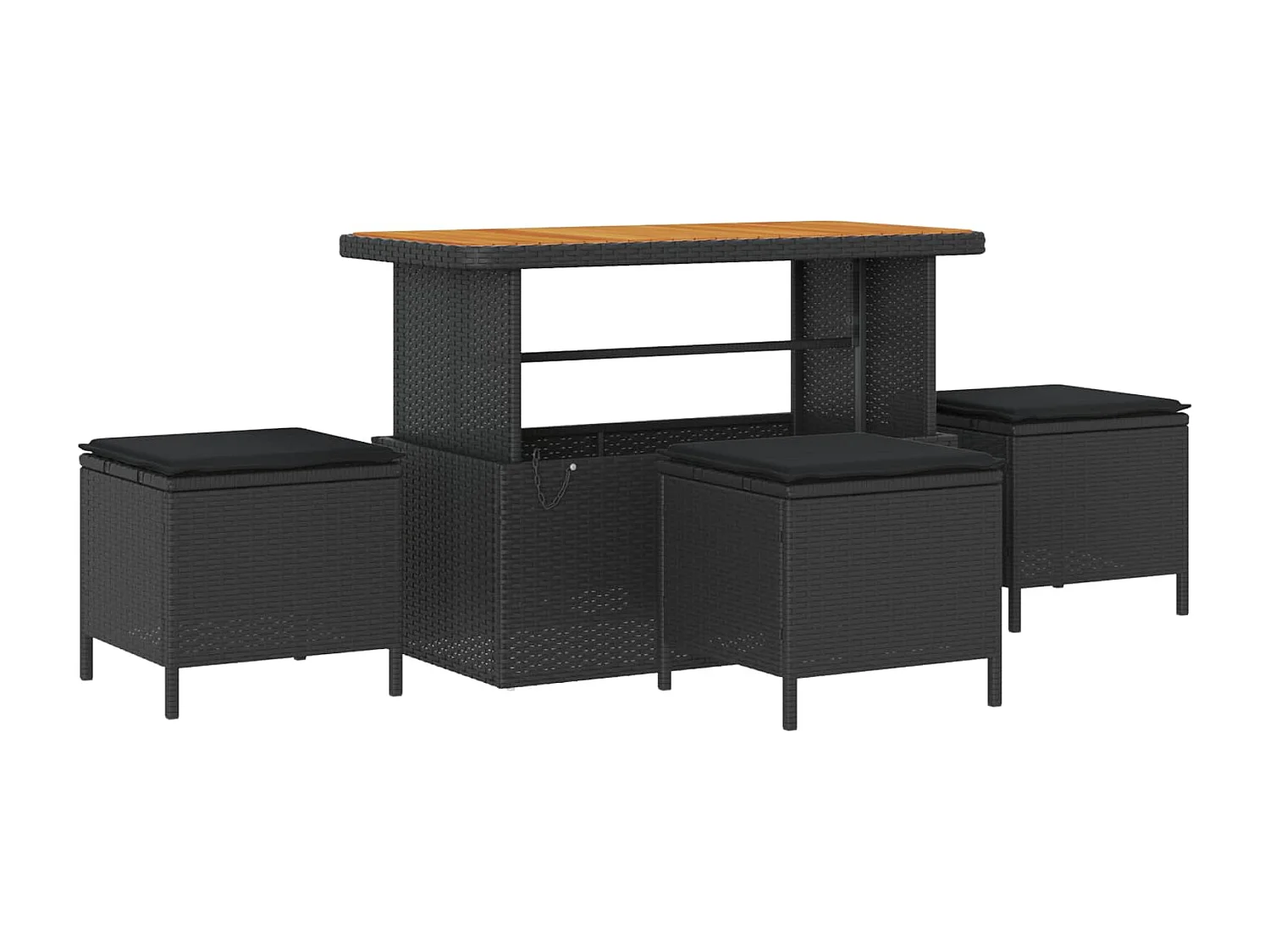 Tuin Sofa Set met kussen met opslag Zwart Poly riet