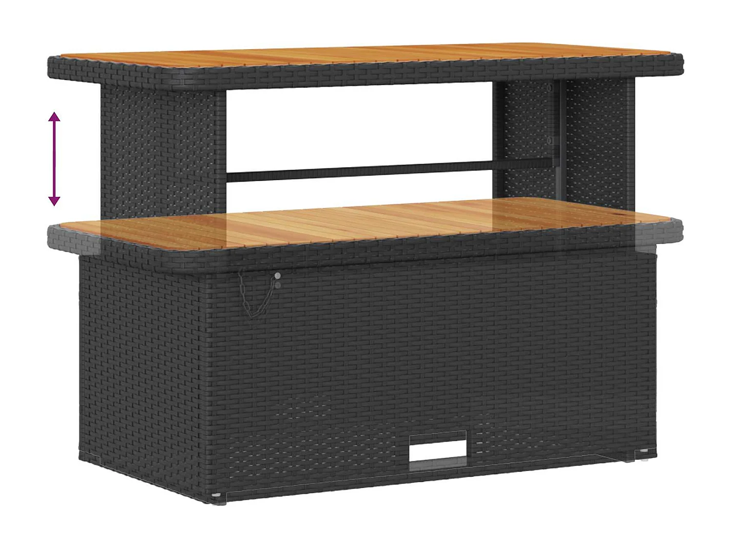 Tuin Sofa Set met kussen met opslag Zwart Poly riet