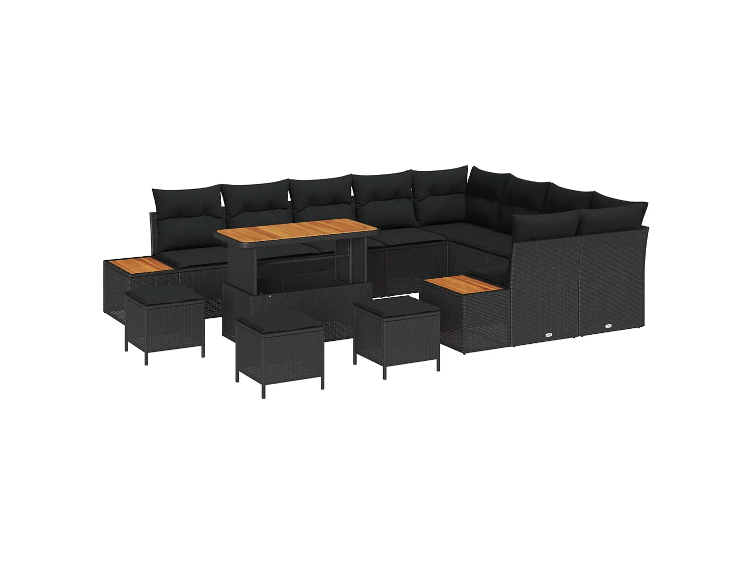 Ensemble de canapé de jardin 13 pcs Noir Poly rotin