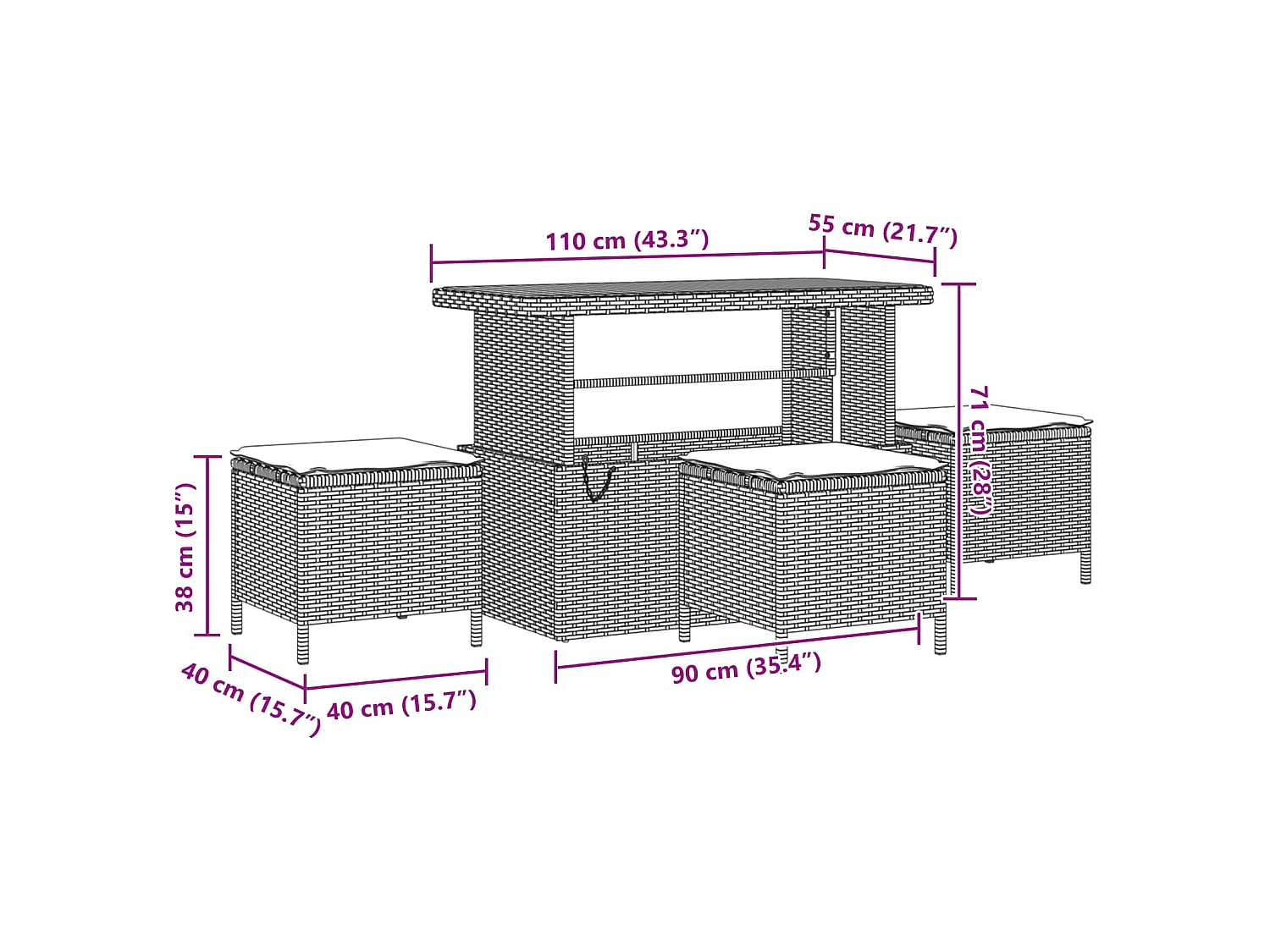 Ensemble de canapé de jardin 13 pcs Noir Poly rotin