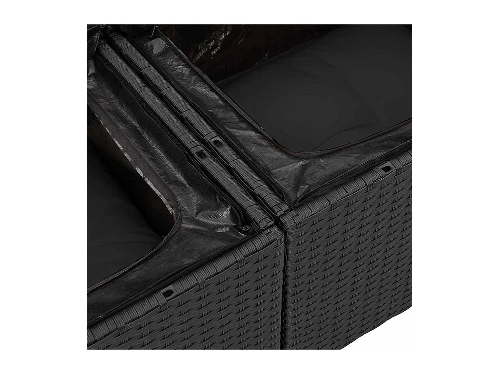 Garten-Sofa-Set 6 pcs Schwarz 184 x 62 x 85 cm Poly Rattan