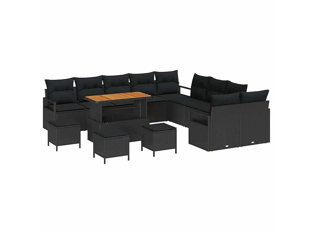 Conjunto de Sofá de Jardim 14 unid. 13-Número de lugares Preto