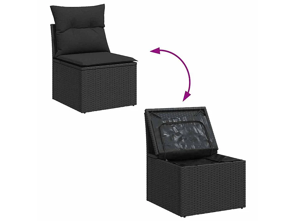 Conjunto de Sofá de Jardim 14 unid. 13-Número de lugares Preto