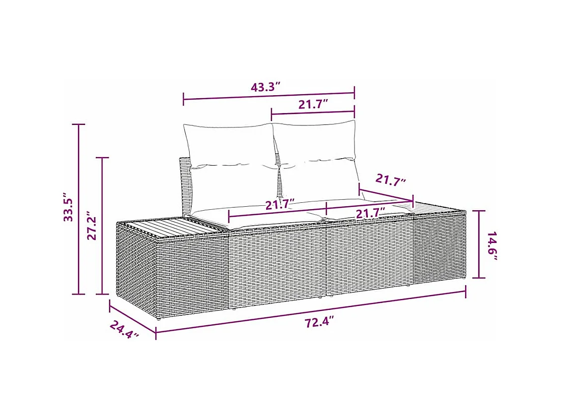 Ensemble de canapé de jardin avec coussin 6 pcs Noir Poly rotin