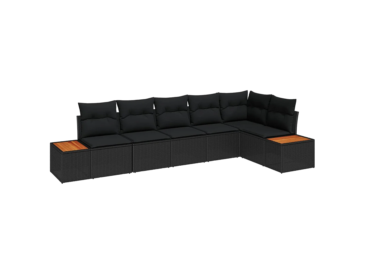 Ensemble de canapé de jardin 6 pc Noir Poly rotin