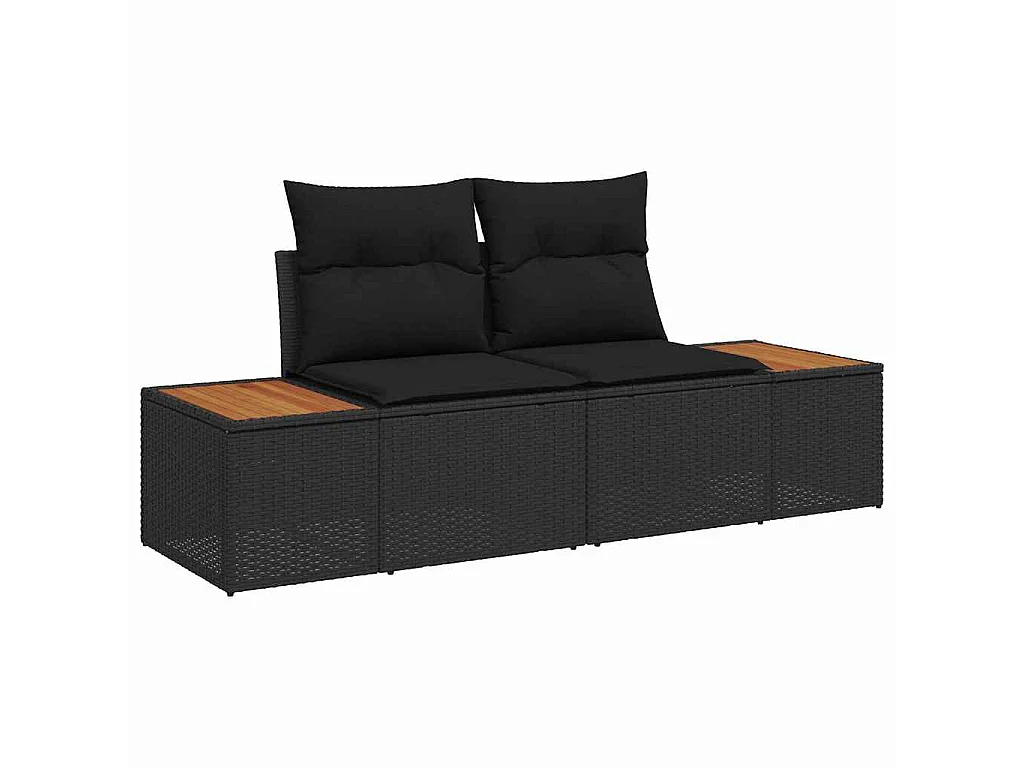 Ensemble de canapé de jardin 6 pc Noir Poly rotin