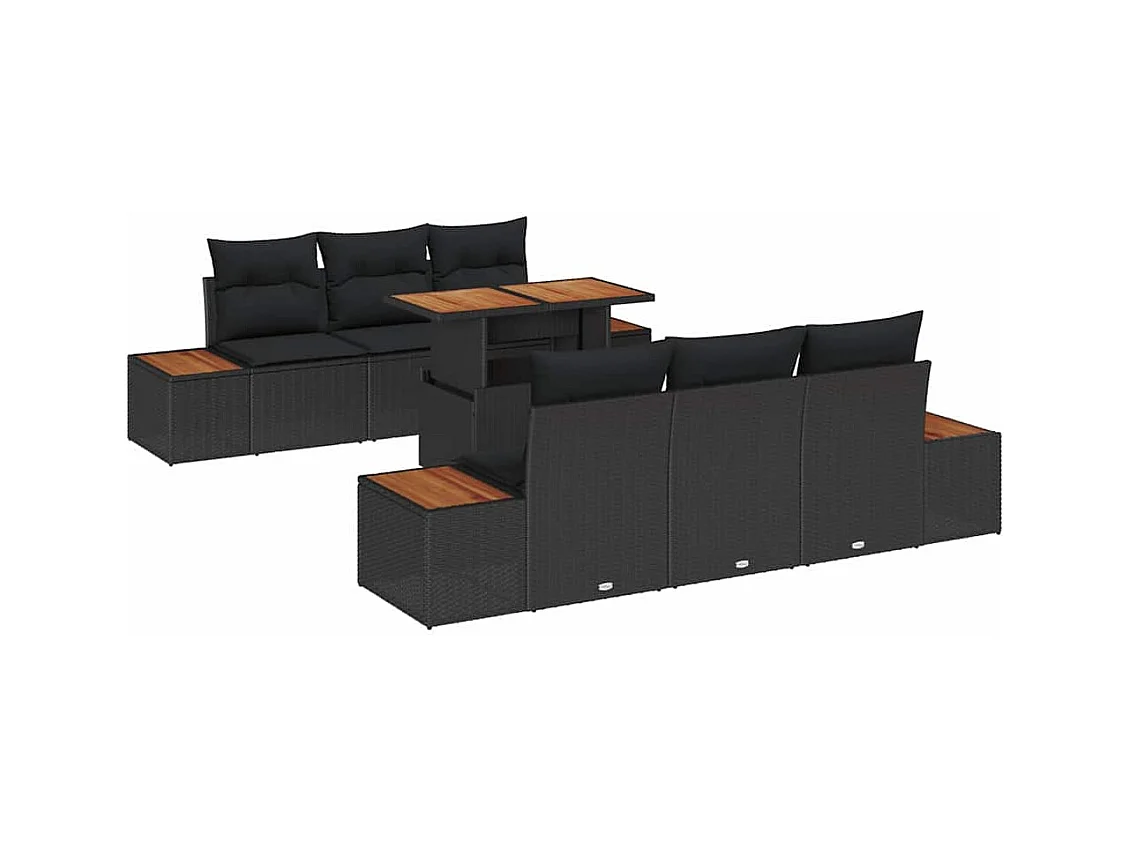 Ensemble de salle à manger pour jardin 7 pcs Noir et Marron