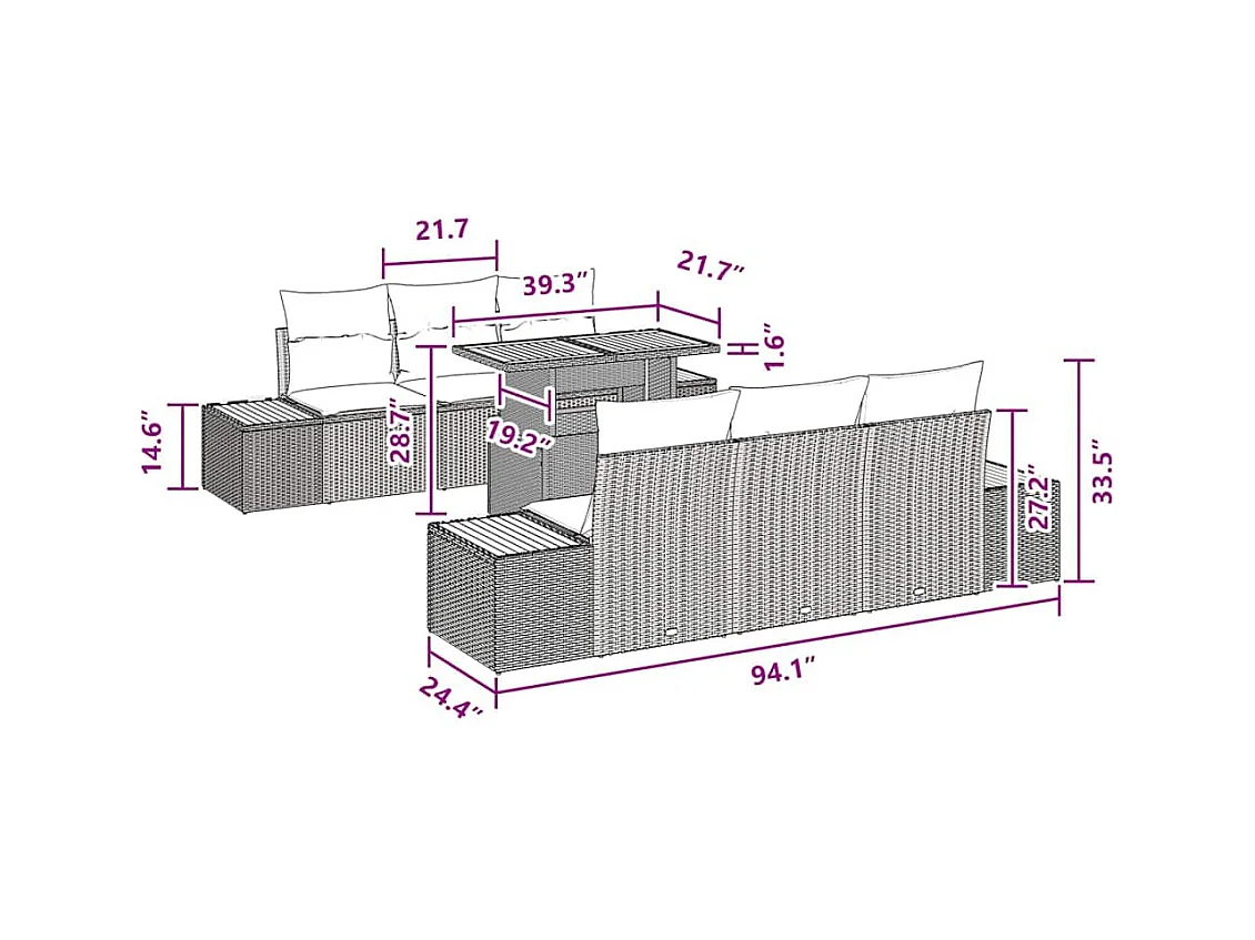 Ensemble de salle à manger pour jardin 7 pcs Noir et Marron