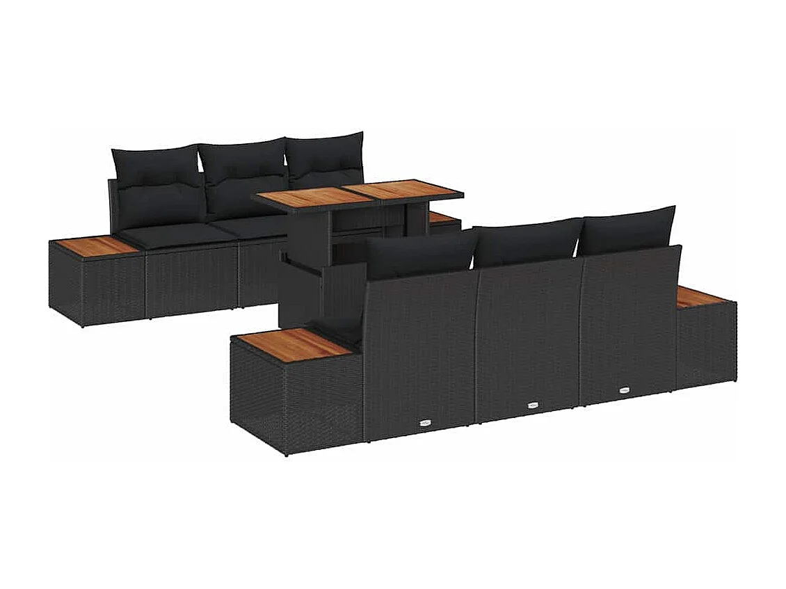 Ensemble de salle à manger pour jardin 7 pcs Noir et Marron