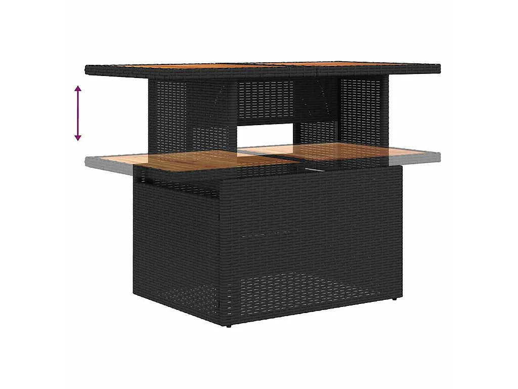 Set da Pranzo per Giardino con cuscino 7 pcs Nero e Marrone