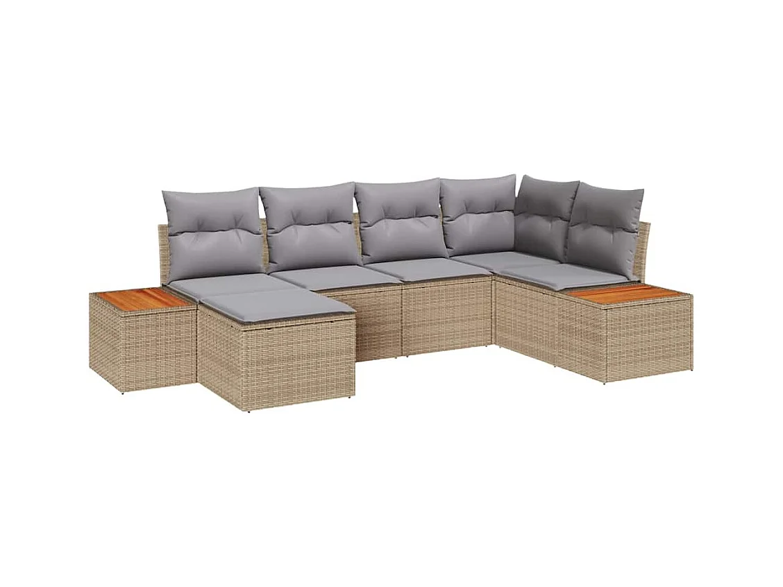 Ensemble de canapé de jardin 6 pcs beige et gris clair