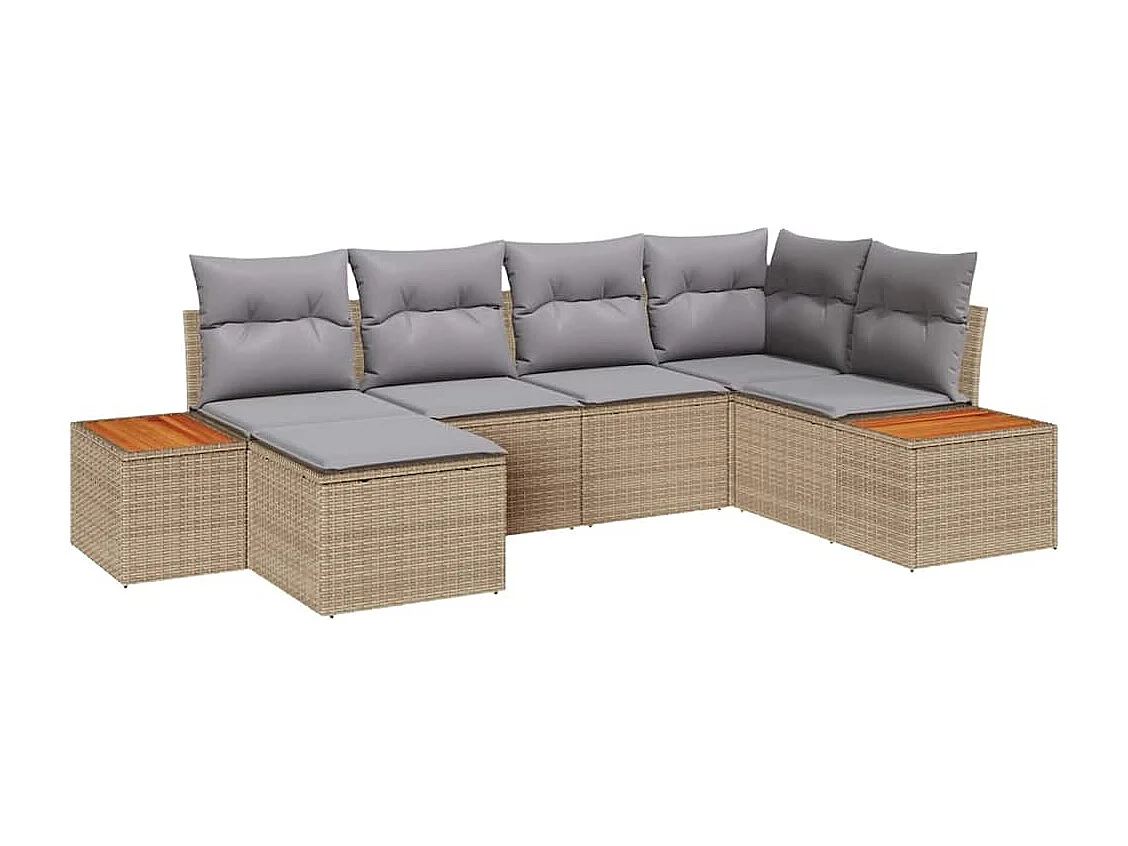Ensemble de canapé de jardin 6 pcs Beige et Gris clair